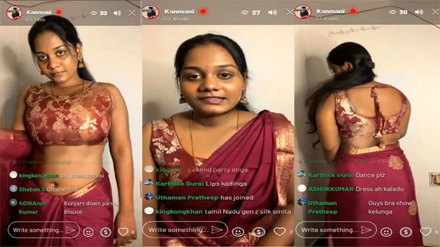 Tamil Insta Fam Kanmani Live Show – Maroon Saree