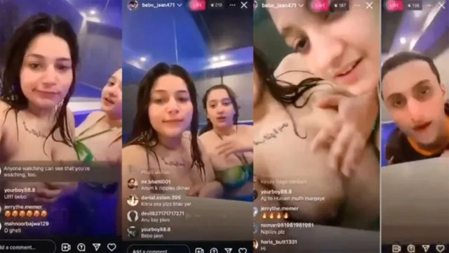 Paki Tik toker Big Boobs Press With – Anum Mirza and Hunain – Bajwa On Insta Live